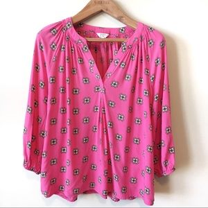Crown & Ivy Pink Split Neck Blouse